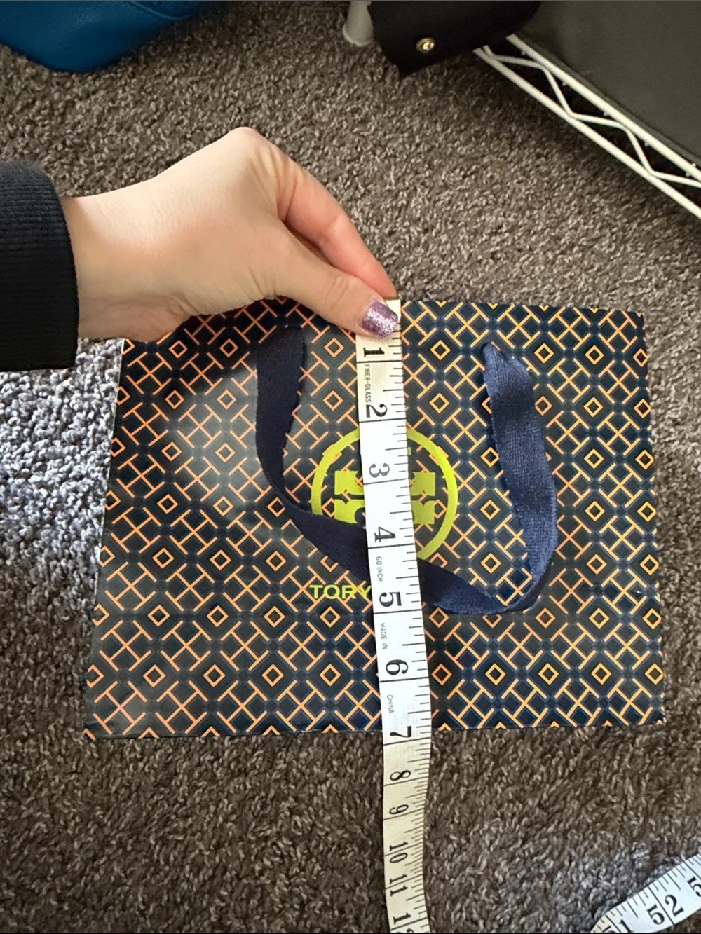Tory Burch Navy Logo gift bag